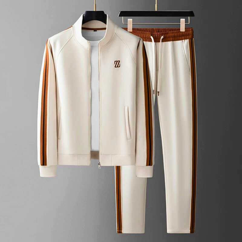 Street Wave Gavin Mens Everyday Jogging Suit Set With Side Stripes Tapered Fit