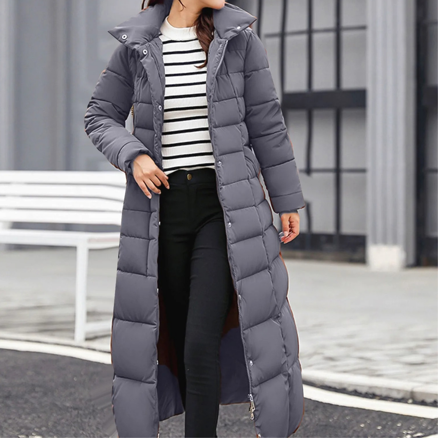 Street-wave Women's Puffer Coat Belted Warm Winter Jacket with Cozy Quilted Design