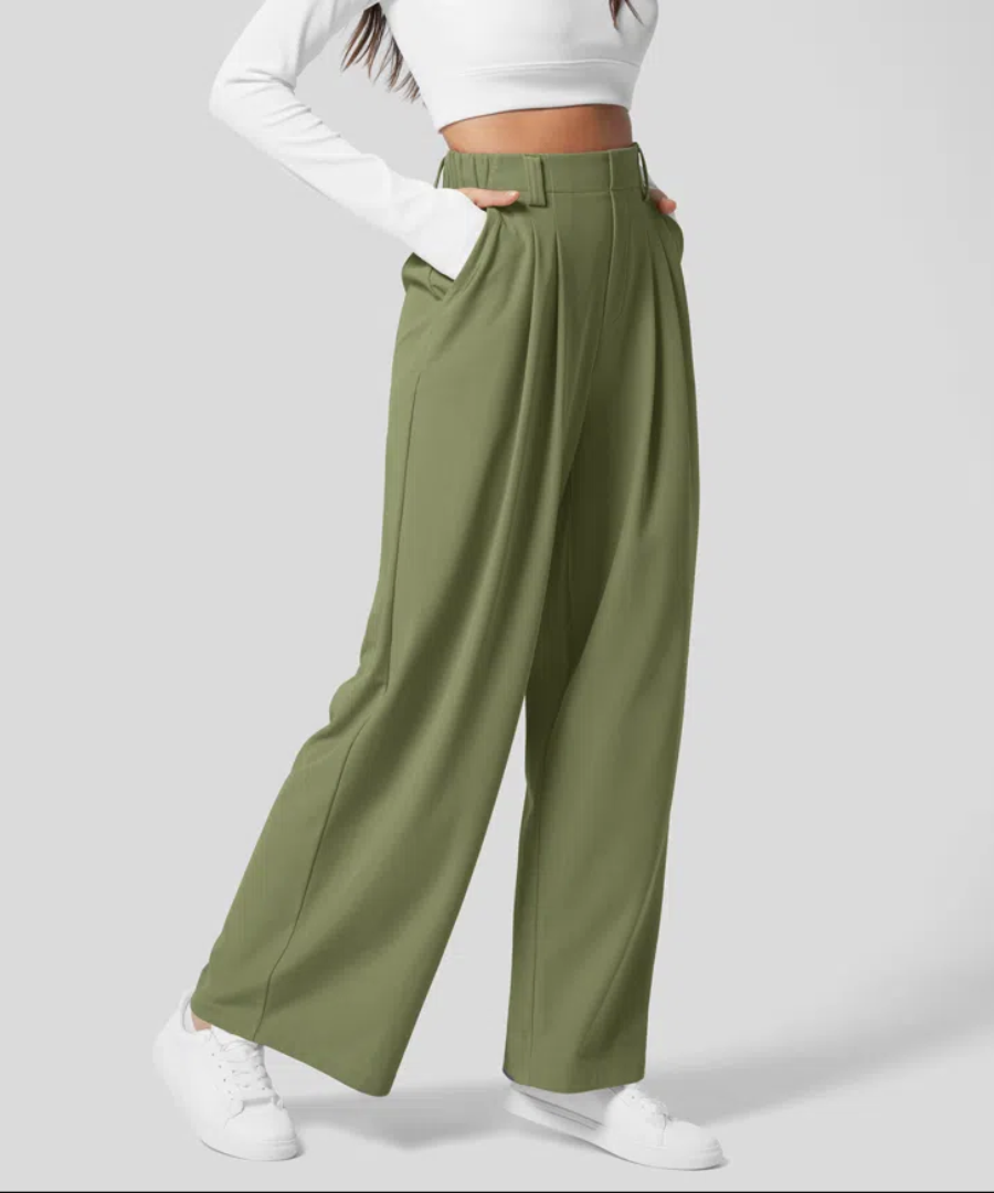Street-Wave Wide-Leg Tailored Pants For Women High-Waist Comfort And Elegant Style