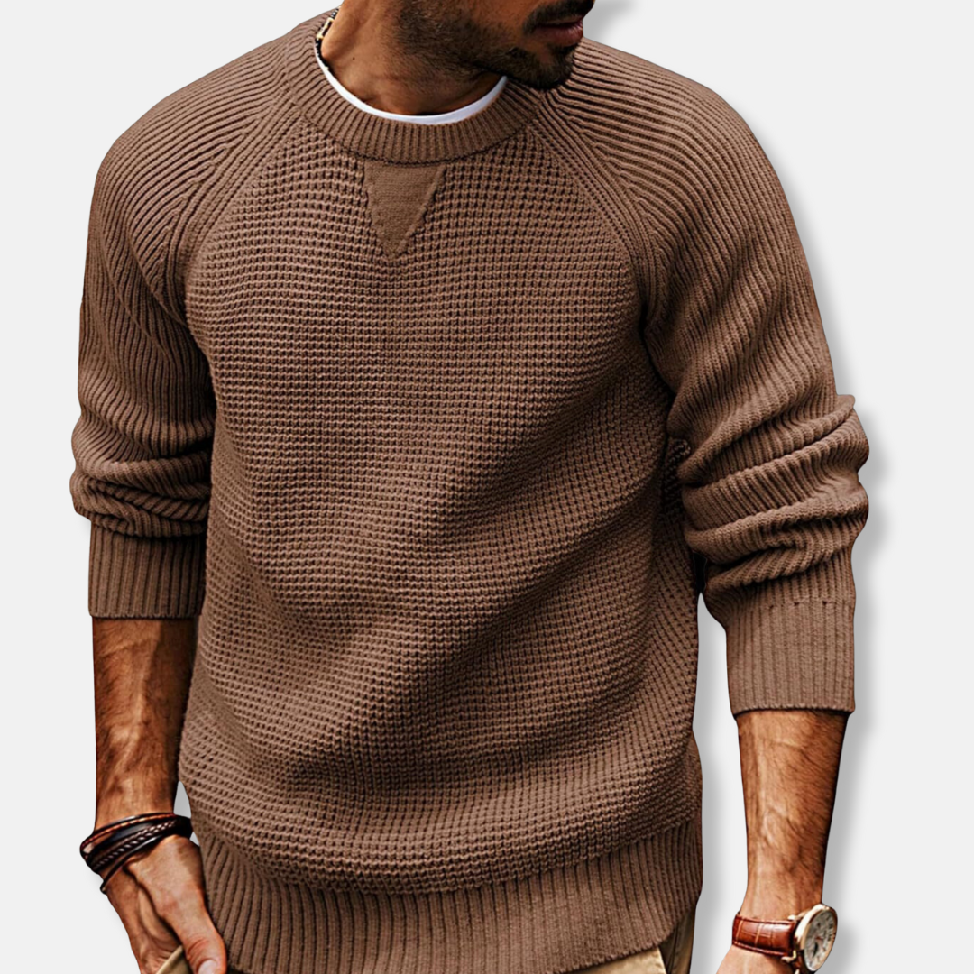 Street-Wave Men Knit Texture Crew Neck Sweatshirt Comfort