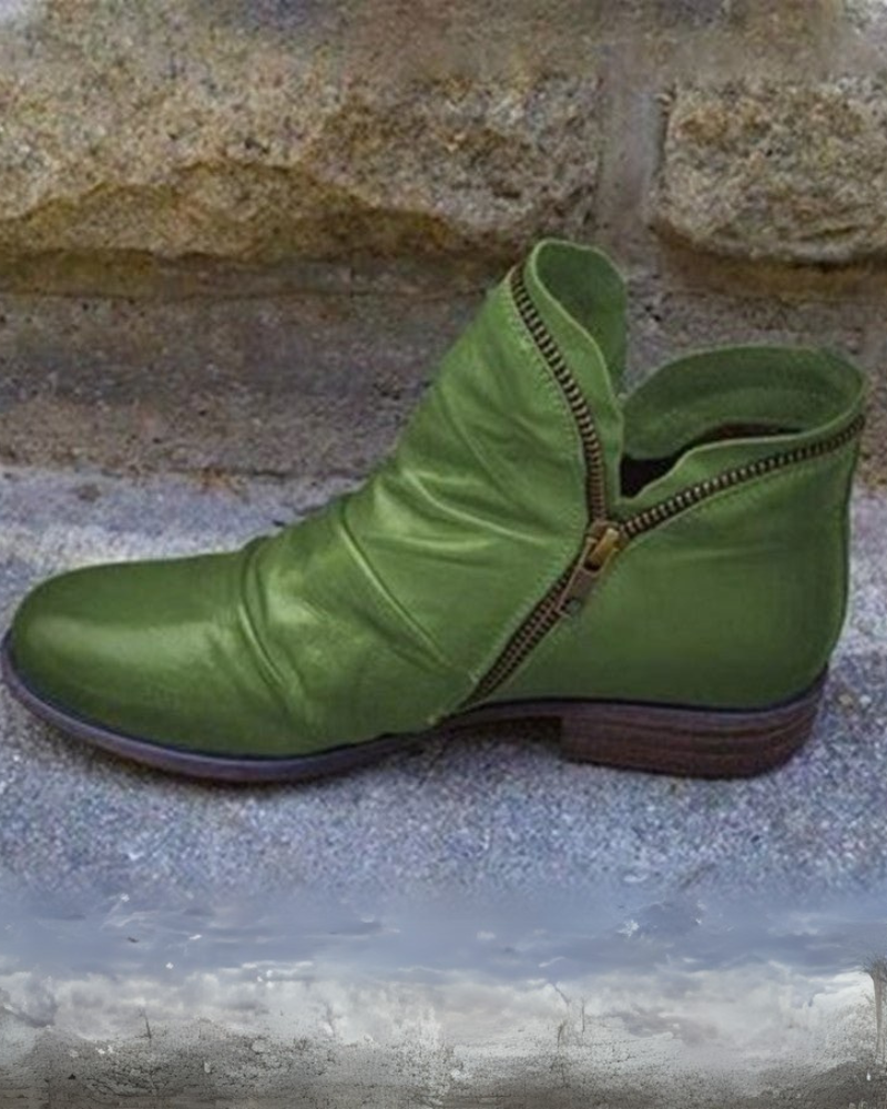 Street-Wave Leather Boots With Zip Closure For Women Warm Lined Comfort And Style