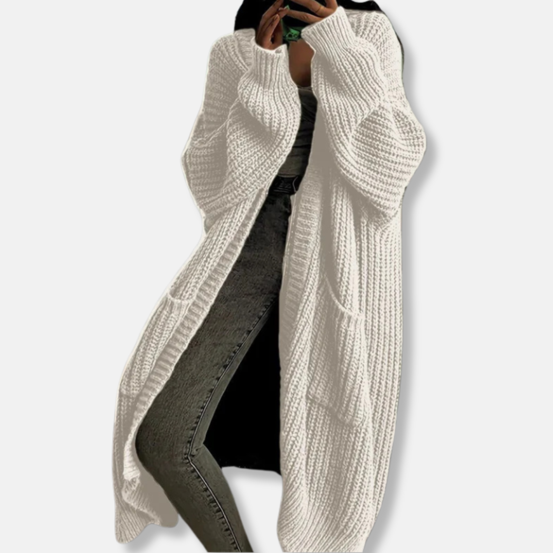 Street Wave Women's Cardigan Ribbed Knit Oversized Maxi Open Front Pockets