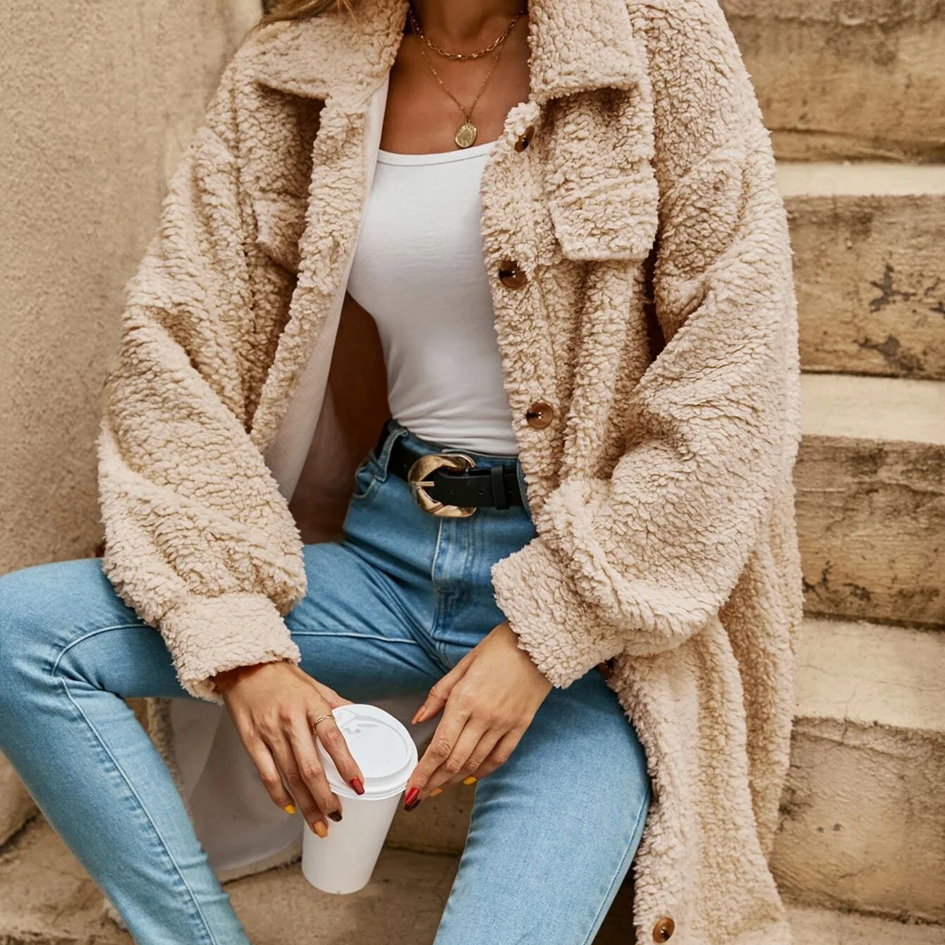 Streetwave Teddy Coat for Women Cozy Warmth Versatile Fall Fashion Trendy Outerwear