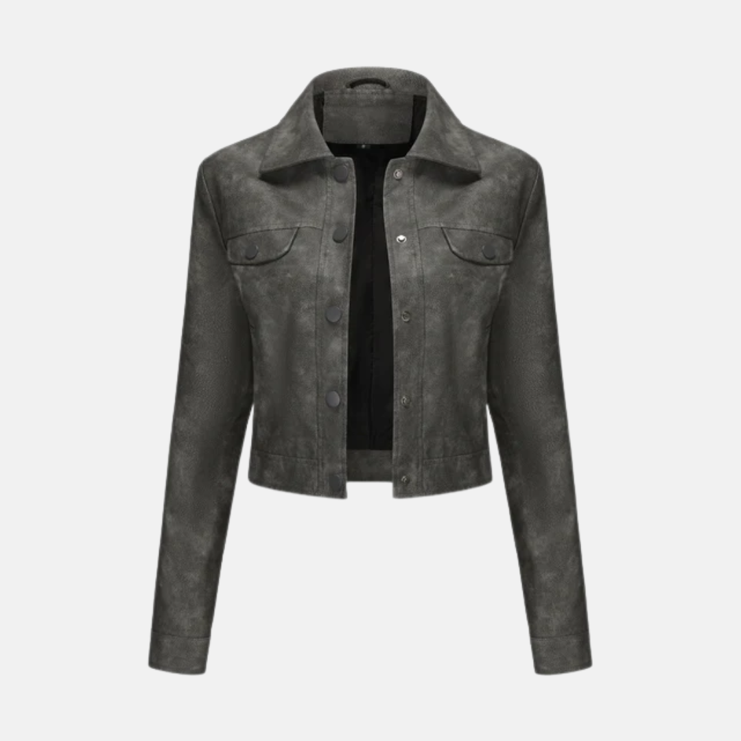 Street Wave Women's Cropped Jacket For Chic Women With Woven Texture