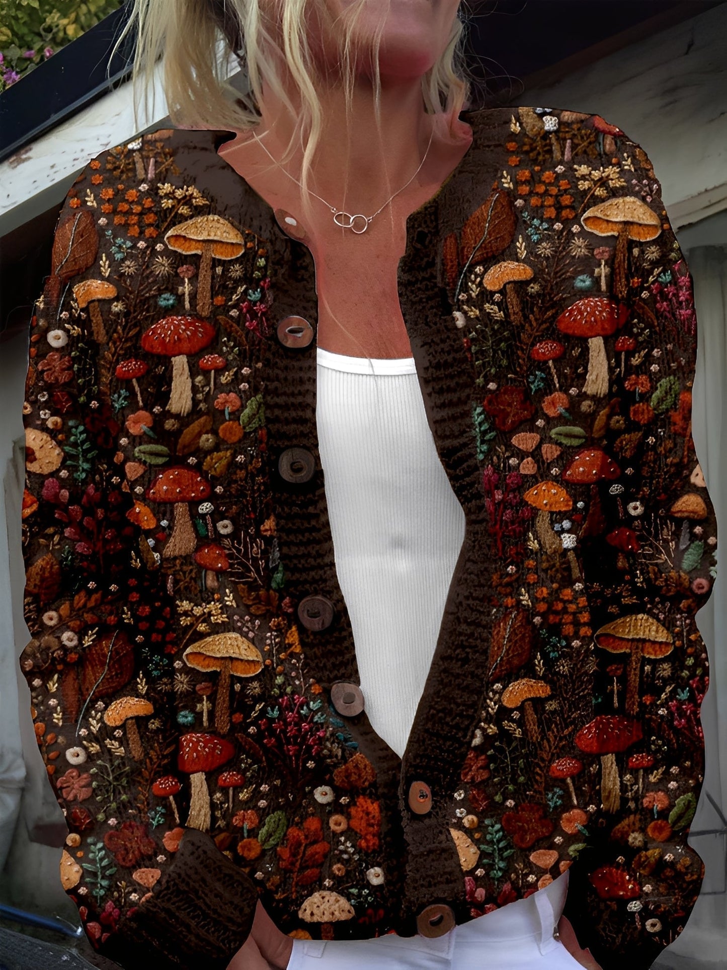 Street-wave Floral Cardigan For Women Soft Comfort Lightweight Warmth In Colorful Bloom Print