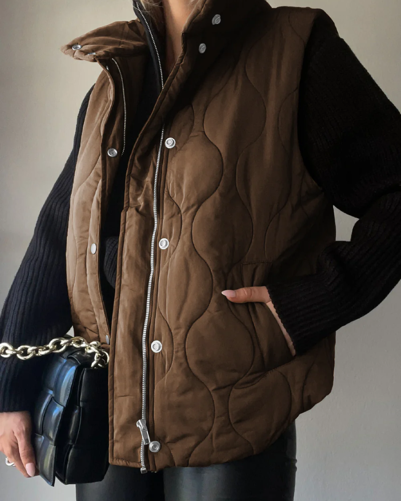 Street-Wave Plus Size Puffer Vest Oversized Quilted Outerwear For Women Cozy Warm