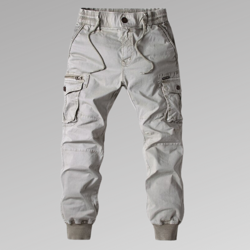 Street Wave Durable Cargo Pants For Men With Elastic Waistband And Reinforced Pockets
