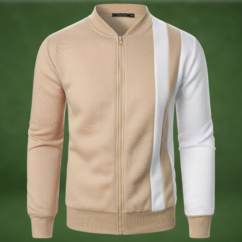 Street-wave Zip Sweatshirt For Men Dynamic Colorblock Polyester Blend Versatile Urban Streetwear
