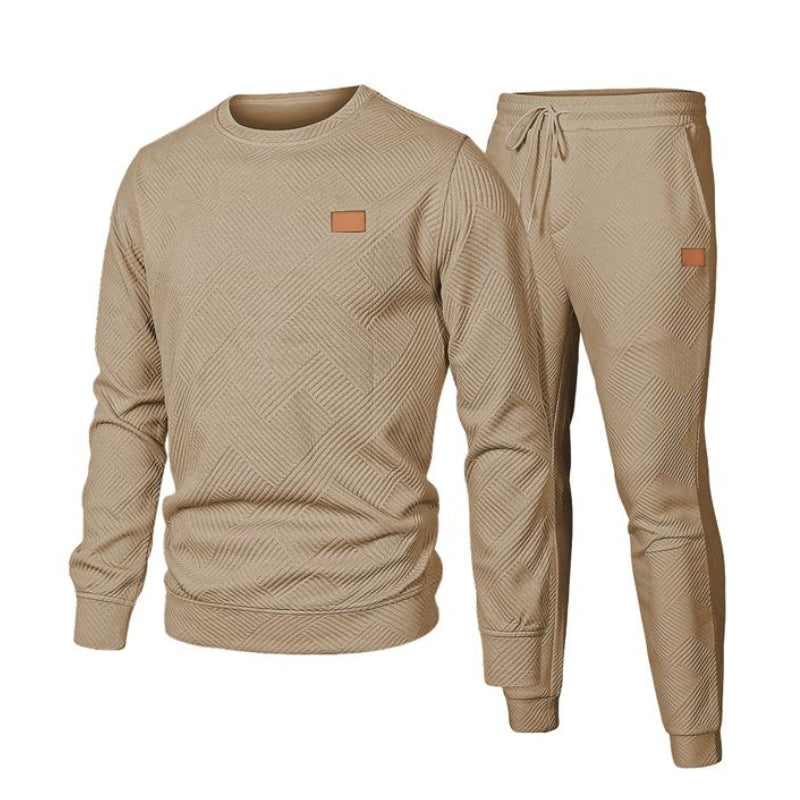 Street-Wave Drake Men's 2 Piece Jacquard Sweatsuit Set With Matching Top And Bottom