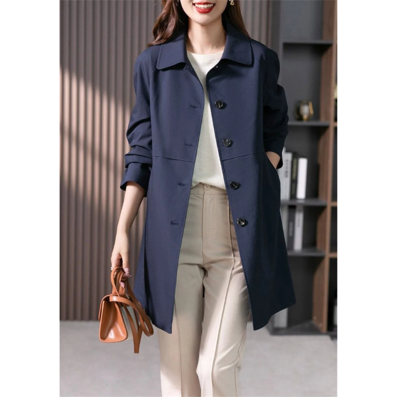Street-Wave Women Waterproof Trench Coat Mid-Length Casual Yet Elegant All-Weather