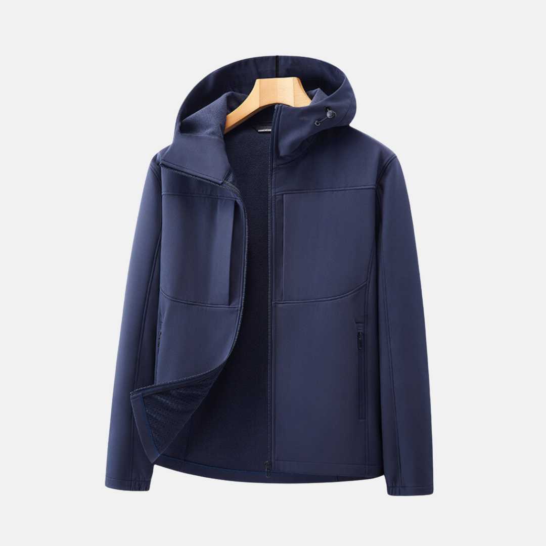 Street-Wave Men’s Softshell Jacket With Fleece Lining Regular Fit Adjustable Hood And Zip Pockets