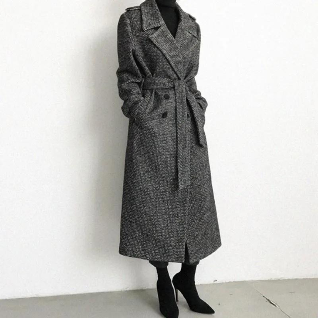 Street Wave Plaid Wool Coat For Women Long Silhouette Timeless Chic Warmth And Comfort
