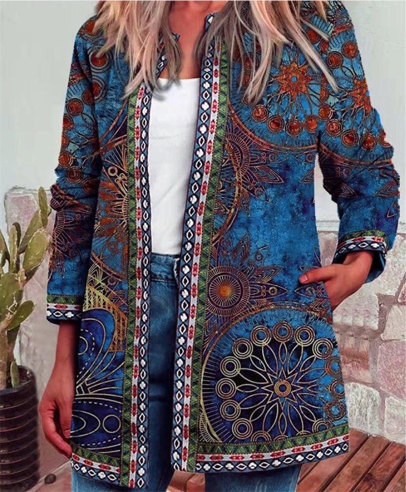Street-Wave Boho Jacket With Vibrant Colorful Pattern For Women Premium Comfort Fabric