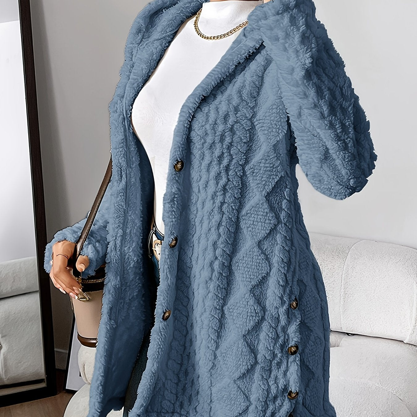 Street-Wave Long Hooded Faux Fur Coat For Women Cozy Warmth And Soft Plush Comfort