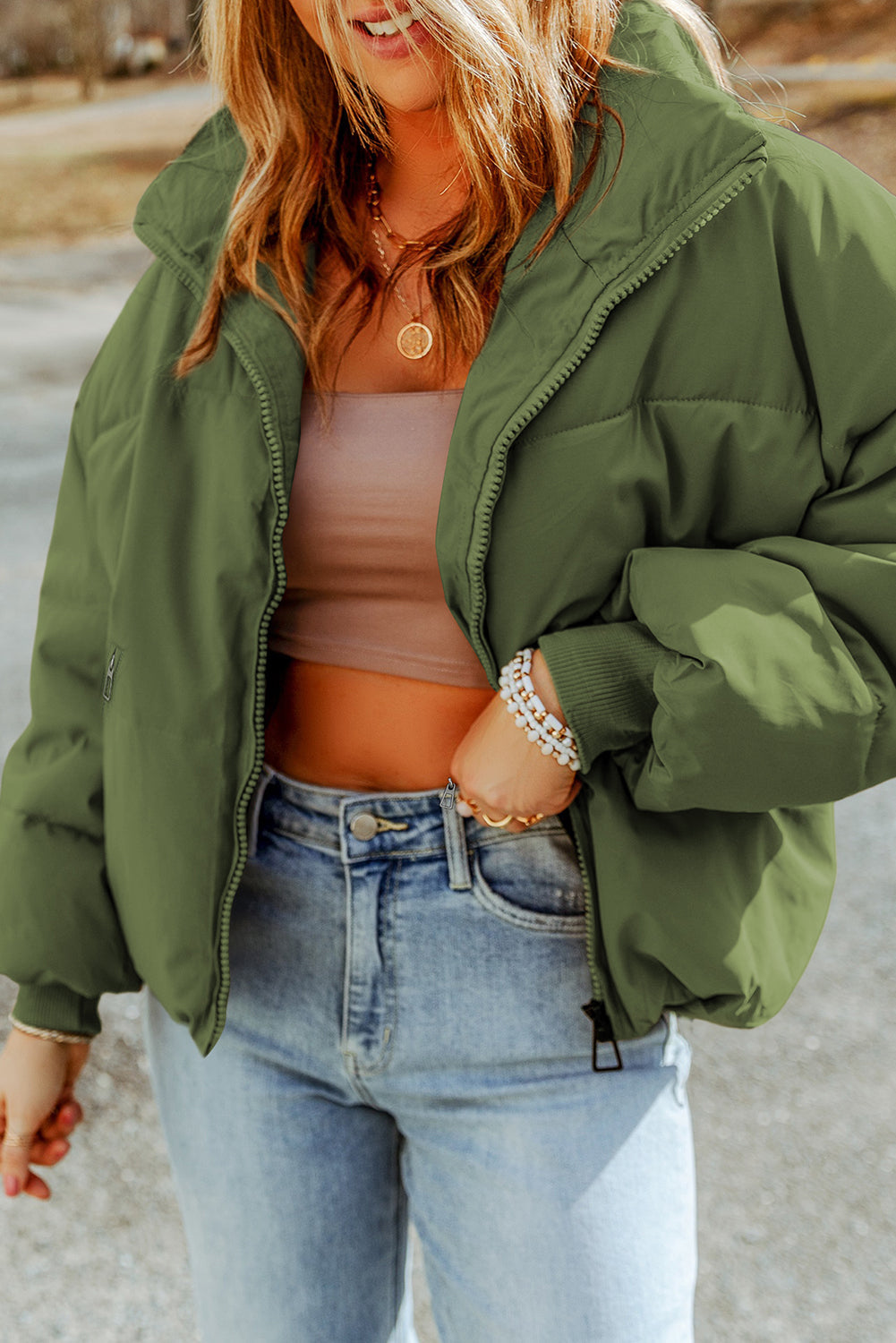 Streetwave Zip Collar Coat With Pockets Durable Lined 100 Percent Polyester For Women