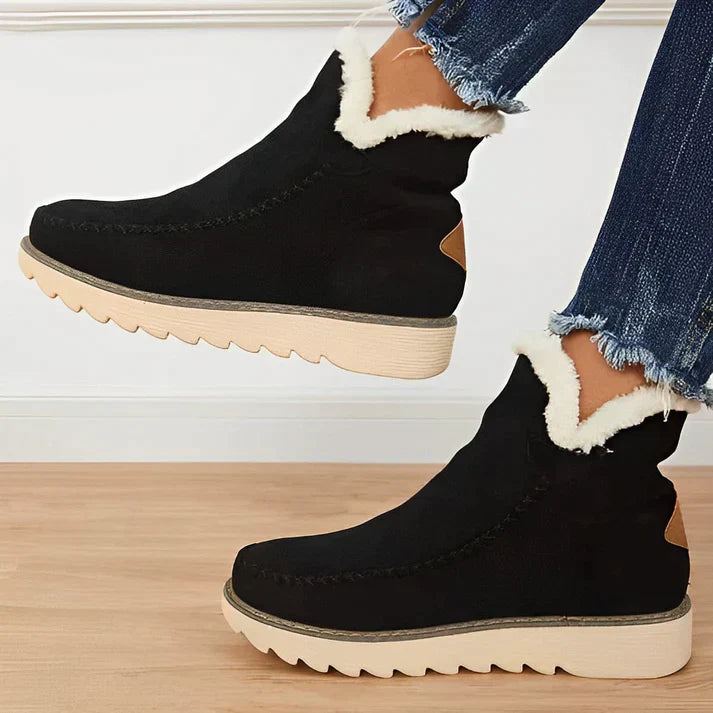 Street-wave Faux Fur Lined Ankle Boots For Women With Thick Cushioned Sole Casual Everyday Style