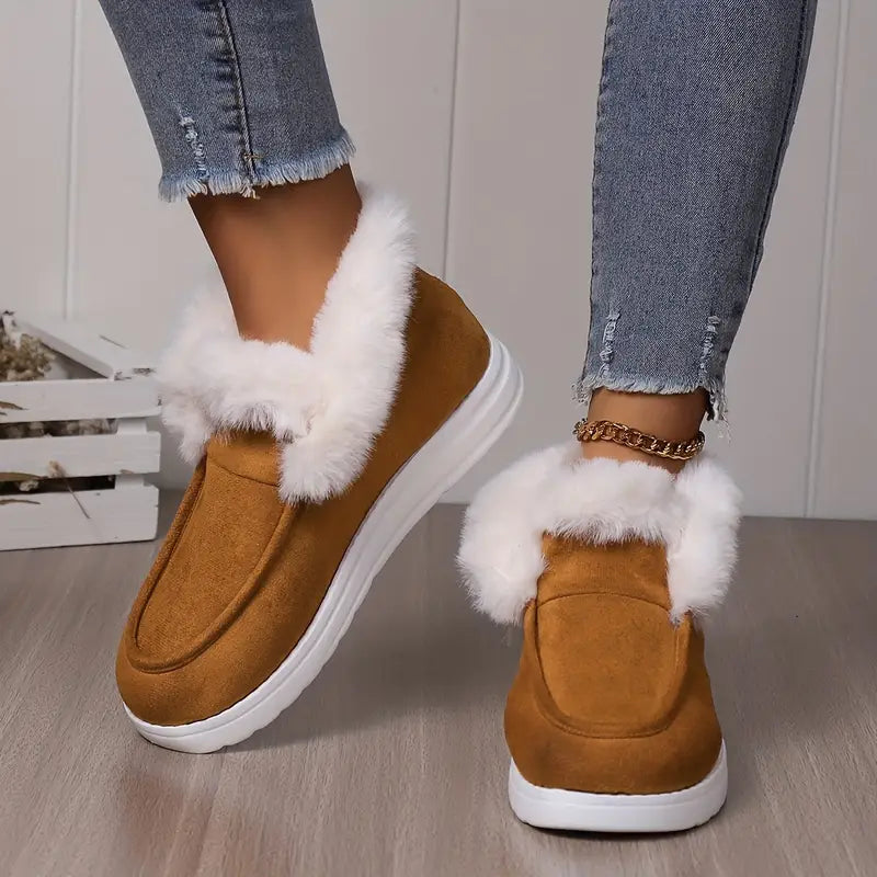 Street-Wave Winter Cotton Shoes for Women with Cozy Fur Lining and Cushioned Foam Sole