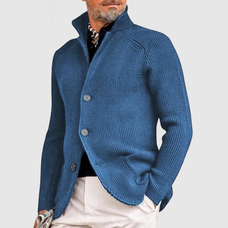 Street Wave Men's Navy Knit Cardigan With Button Closure