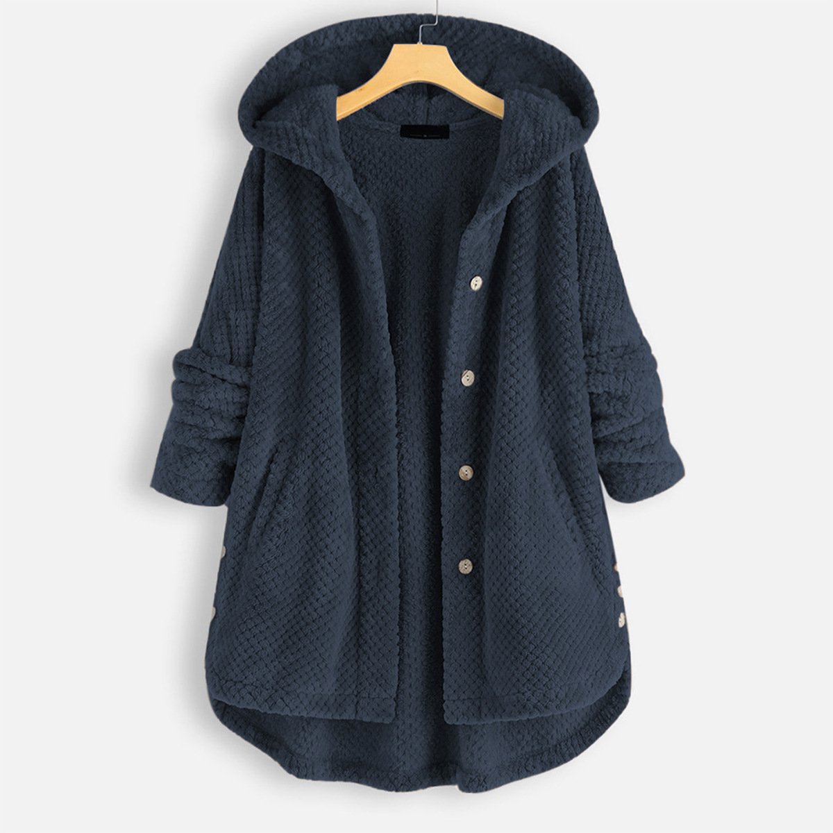 Street-Wave Fleece Coat For Women Cozy Plush Warmth With Hood Teddy Texture Fabric