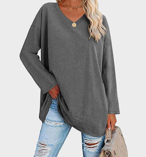 Street-wave Cozy V Neck Long Sleeve Sweater For Everyday Wear Soft Durable Knit Womens Casual Pullover