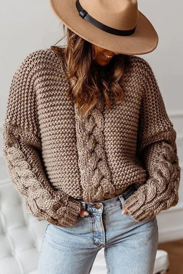 Street-Wave Chunky Knit Sweater For Women, Cozy Structured Cable Knit, Autumn Wardrobe Essential