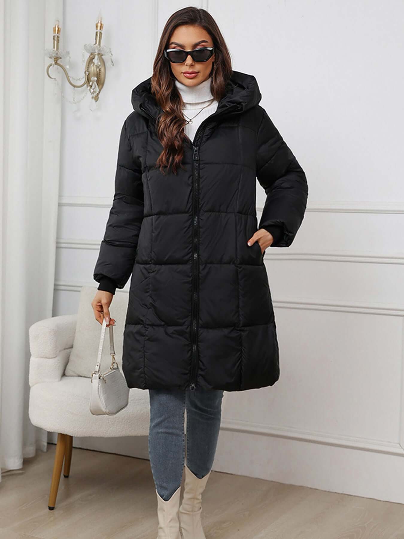 Streetwave Womens Long Hooded Winter Puffer Coat For Cold Weather Warm Cozy Fit All Day Comfort