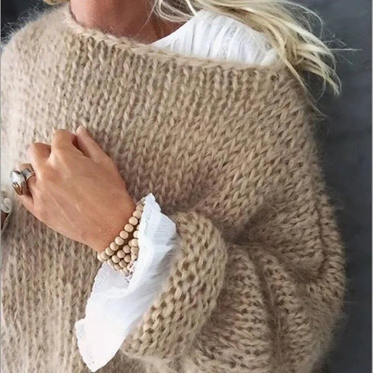 Street-Wave Luxe Mohair Pullover Oversized Cozy Knit For Women Soft Pink Wardrobe Essential