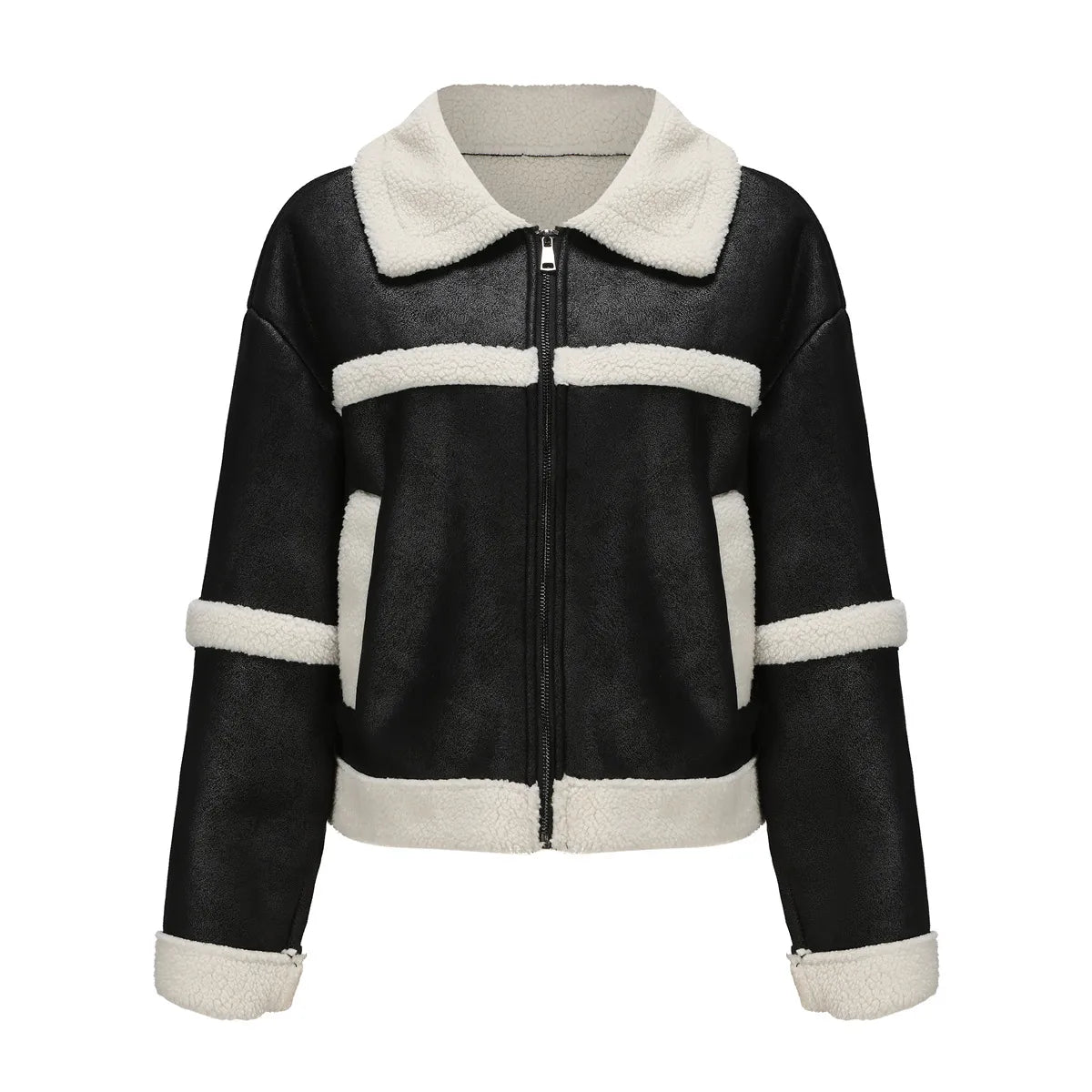 Street-wave Fleece Jacket For Women Warm And Trendy Shearling-Lined Outerwear For Everyday Style And Cozy Comfort