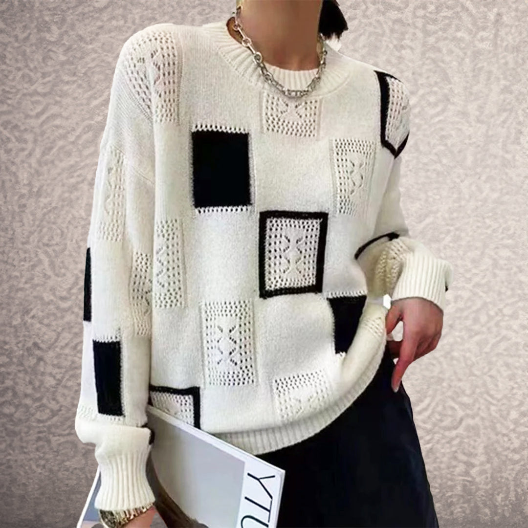 Patchwork Winter Knit Sweater For Women By Streetwave Warm Soft Comfort With Chic Patchwork Design