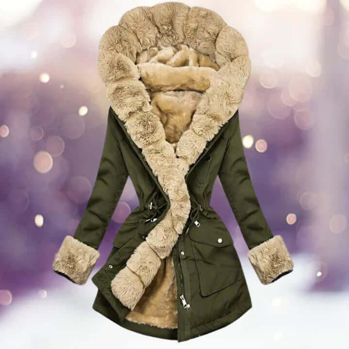 Street-wave Women's Faux Fur Hooded Jacket Cozy Warm Casual Outerwear For Everyday Style