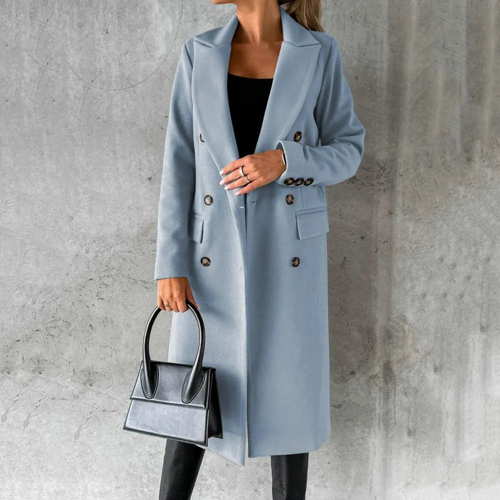 Street-wave Reversible Winter Coat For Women With Classic Double Breasted Lapels