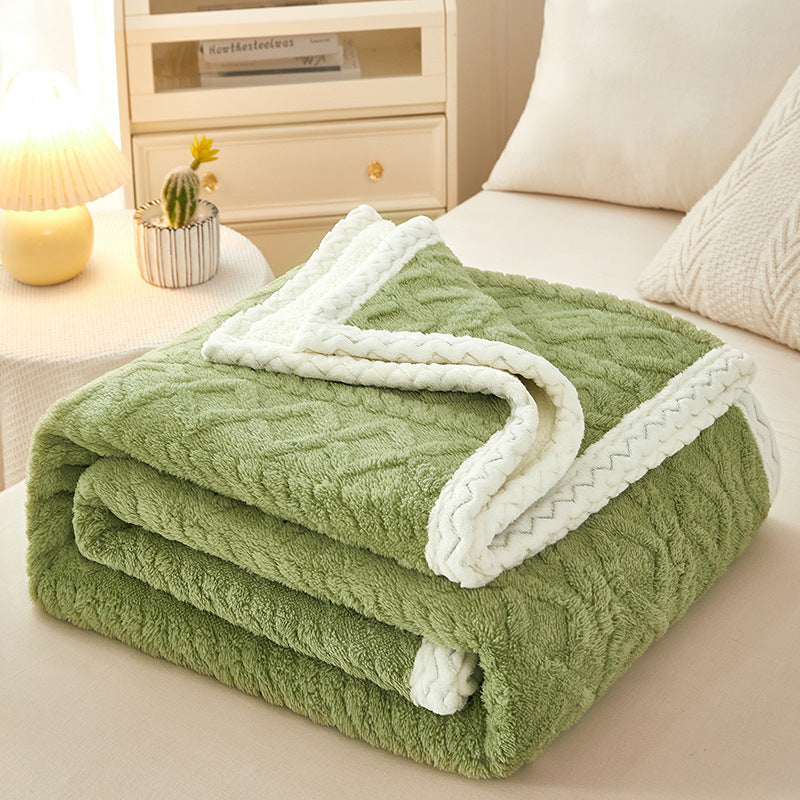 Sherpa Fleece Throw Blanket With Reversible Textured Design
