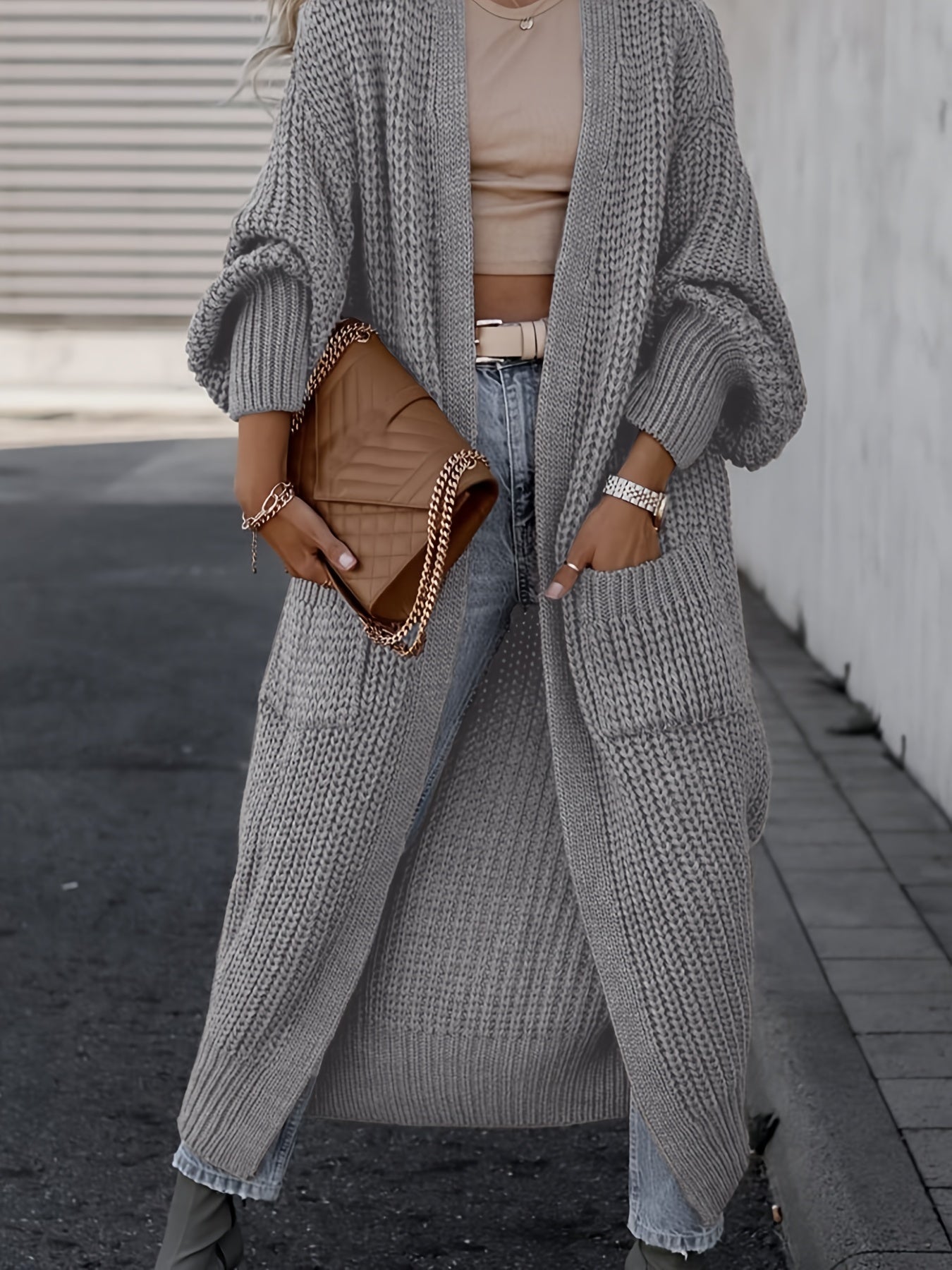 Knitted Vest With Pockets For Women Street Wave Cozy Soft Comfort Everyday Warmth Chic Style