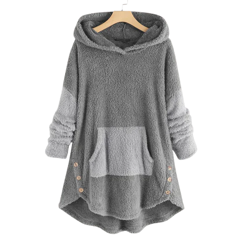 Street-Wave Hooded Fleece Poncho Coat For Cozy Comfort Unisex Everyday Wear Soft Plush Fabric For Winter And Fall