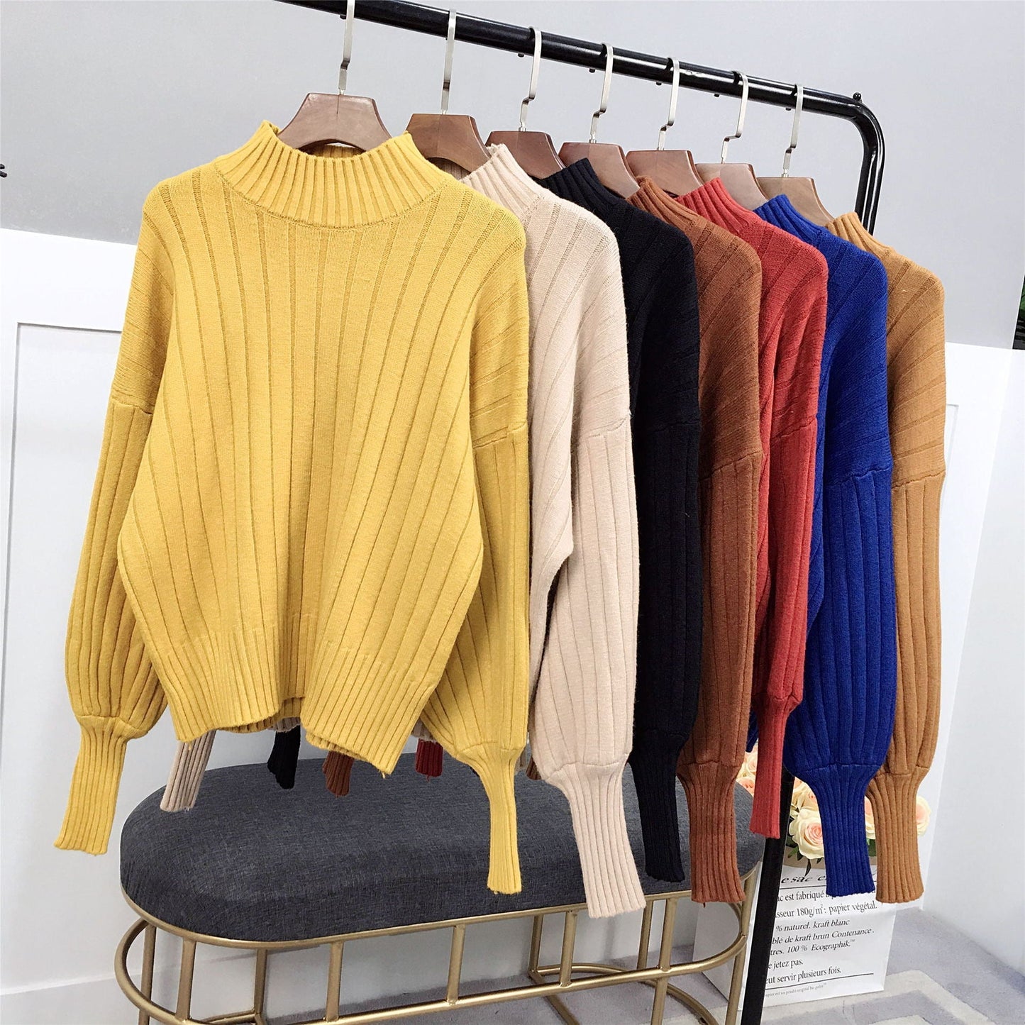 Street-Wave Women's Knit Pullover With High Collar And Relaxed Fit For Cozy Warmth