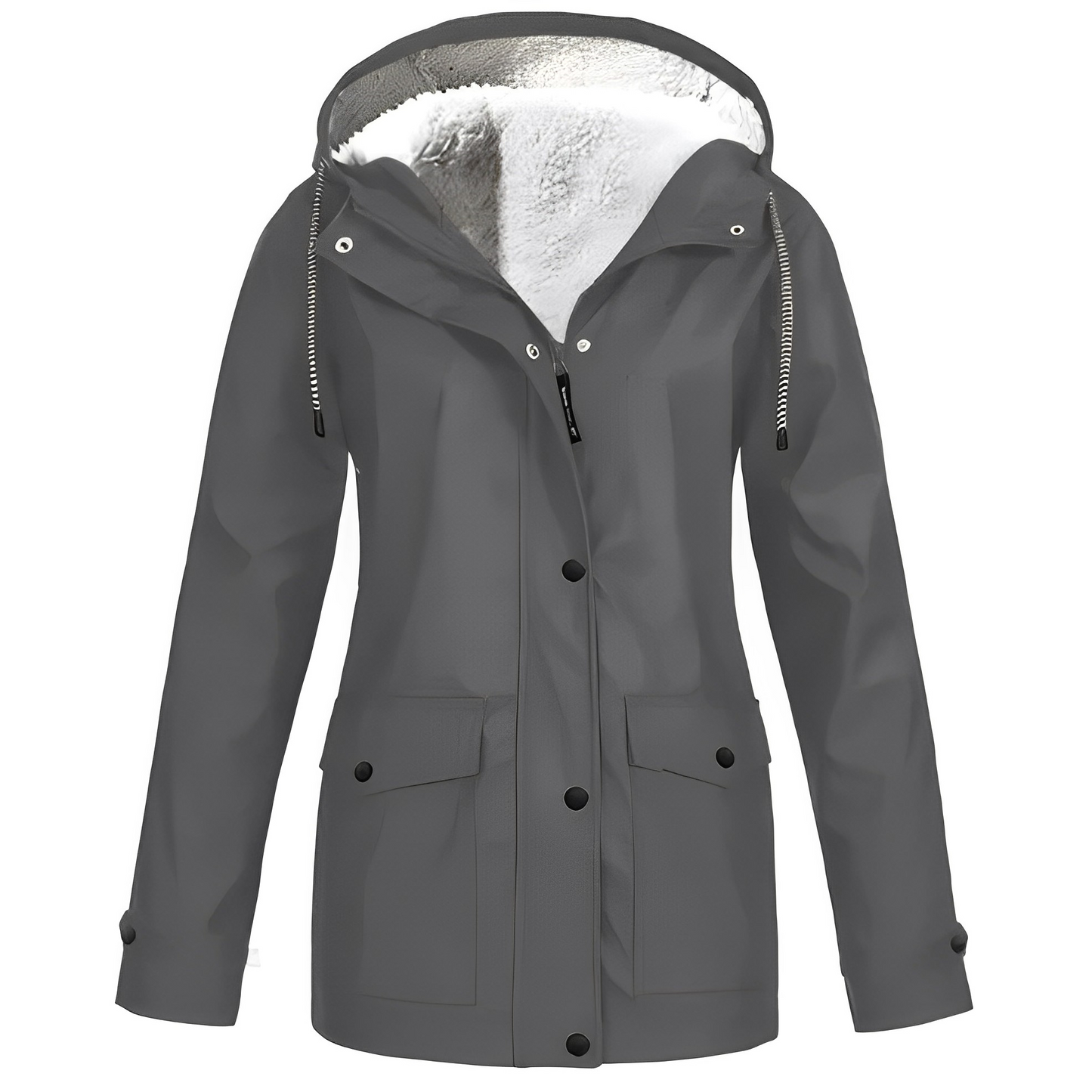 Street-Wave Hooded Raincoat For Women Waterproof With Cozy Fleece-Lined Interior