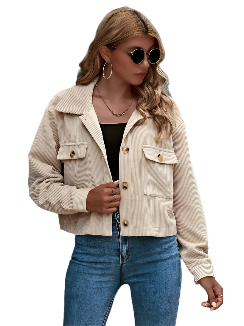 Street Wave Cropped Corduroy Jacket For Women Soft Warmth And Timeless Style For Everyday Wear