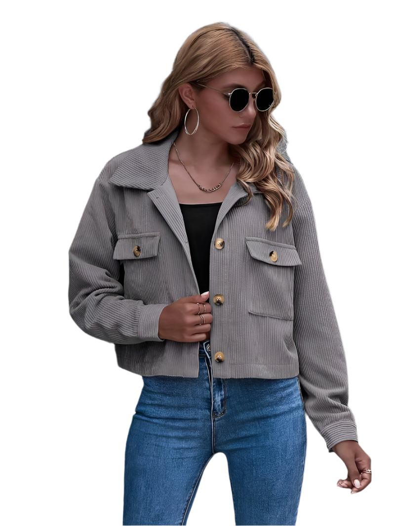 Street Wave Cropped Corduroy Jacket For Women Soft Warmth And Timeless Style For Everyday Wear