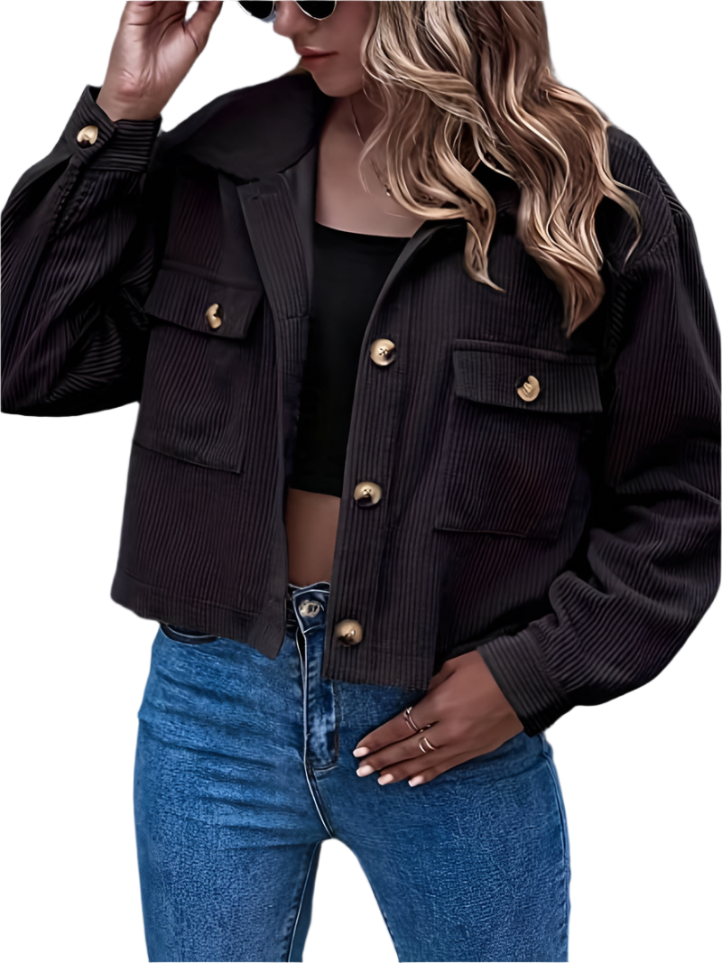 Street Wave Cropped Corduroy Jacket For Women Soft Warmth And Timeless Style For Everyday Wear