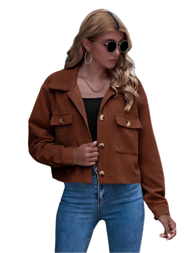 Street Wave Cropped Corduroy Jacket For Women Soft Warmth And Timeless Style For Everyday Wear