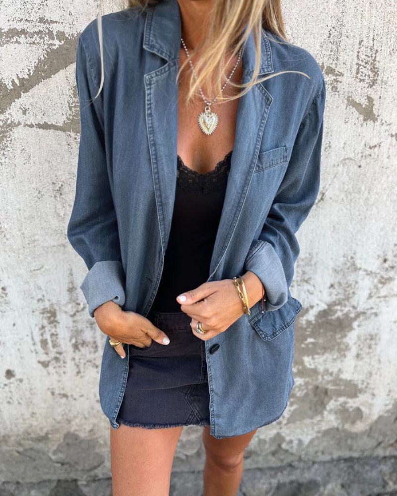 Streetwave Denim Blazer For Women Soft Premium Denim Modern Fit Comfortable Style