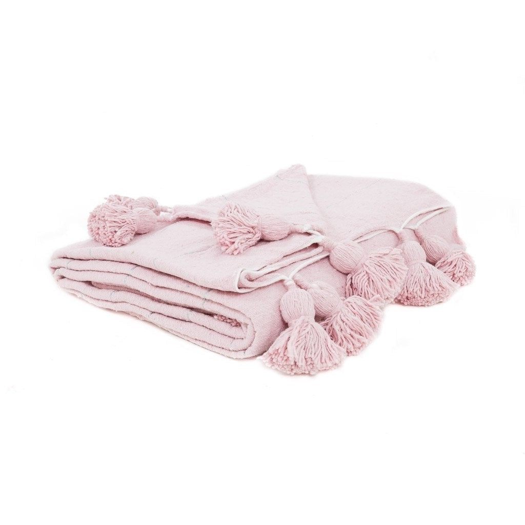 Moroccan Pom Pom Blanket - Pink - Street-Wave