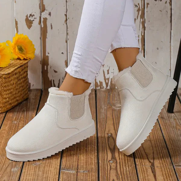 Street Wave Orthopedic Winter Boots For Women Warm Suede Ankle Boots With Faux Fur Lining