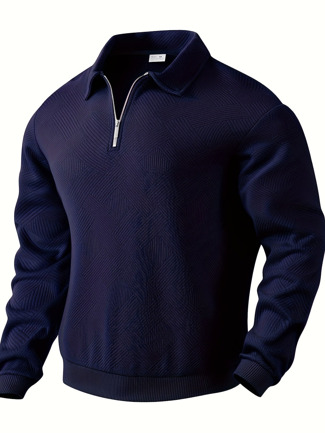 Street-Wave Mens Knit Sweater With Half Zip Closure Geometric Textured Pattern Regular Fit For Casual And Smart Wear