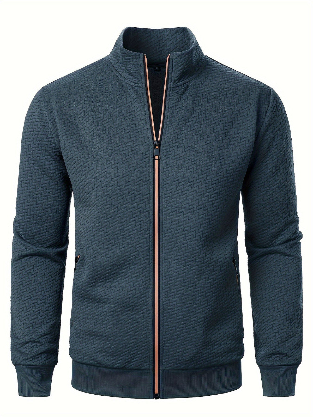 Street-wave Lightweight Textured Jacket For Men Polyester Comfort And Style Everyday Essential