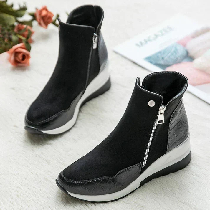 Street-wave Womens Ankle Boots Zipper Suede Leather Comfort Fit Everyday Style