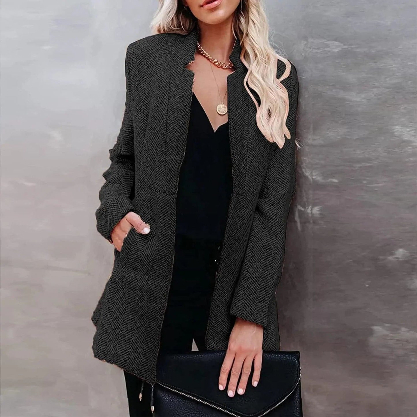 Street-Wave Tweed Open Jacket For Women Timeless Style And Modern Elegance Lightweight Comfort