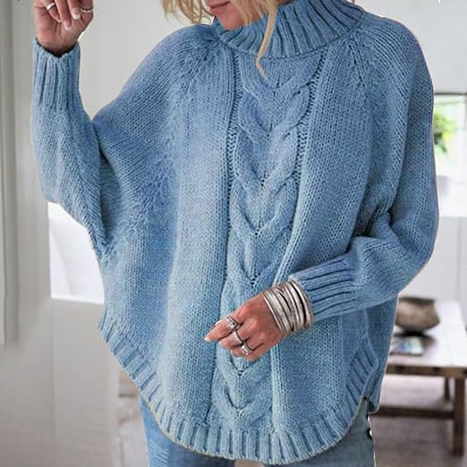 Street-wave Cable Knit Sweater For Women Cozy Chunky Pullover Warm Soft Comfort And Style