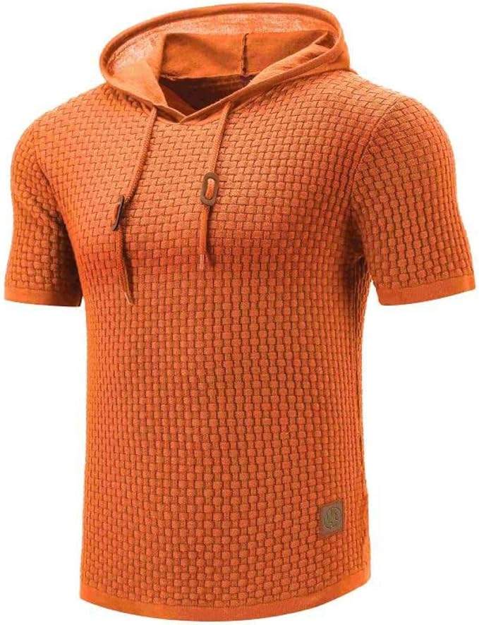 Street Wave Manor Short Sleeve Hooded Pullover For Men With Modern Mesh Knit And Soft Lining
