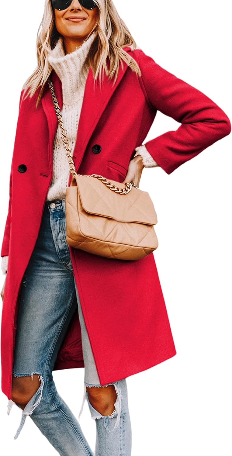 Streetwave Wool Blend Winter Coat For Women With Lapel Collar And Knee Length Classic Street Style